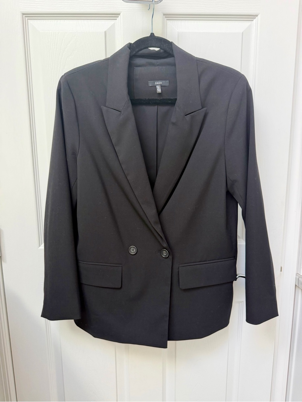 Drew Oversized Double-Breasted Blazer in Black (Size M)